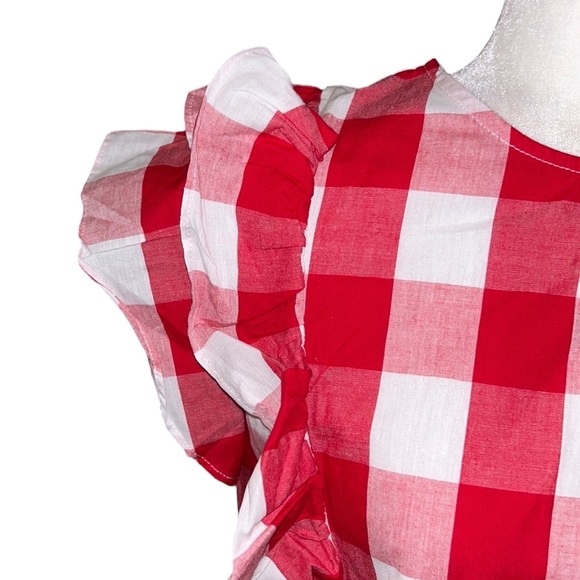 NWT Avara Brandy Red Gingham Checked Ruffle Button Back Crop Top - L - Picture 4 of 15
